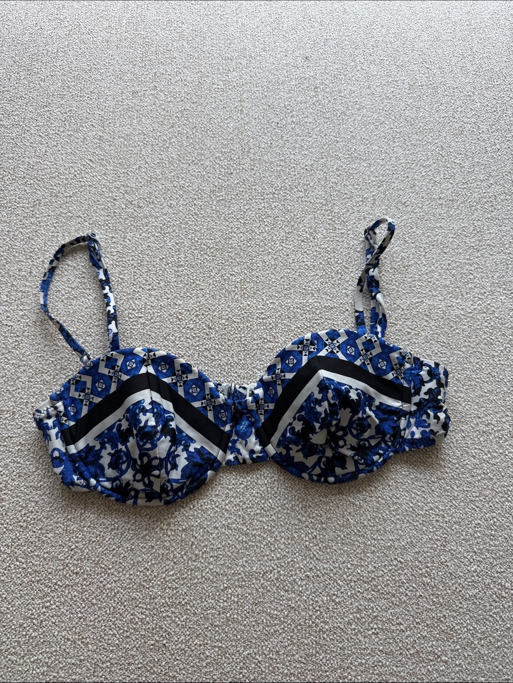 Nanette Lepore Blue and White Floral Underwire Bikini Top